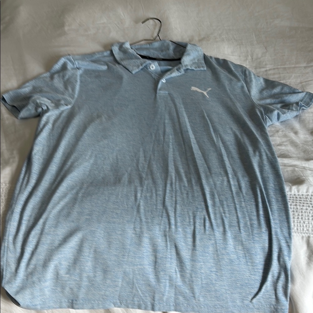 Puma Blue Polo Shirt Classic Knit Casual